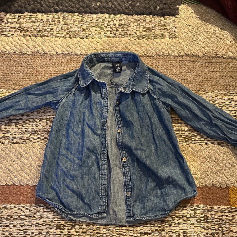 Denim Long Sleeve Girls Button Down